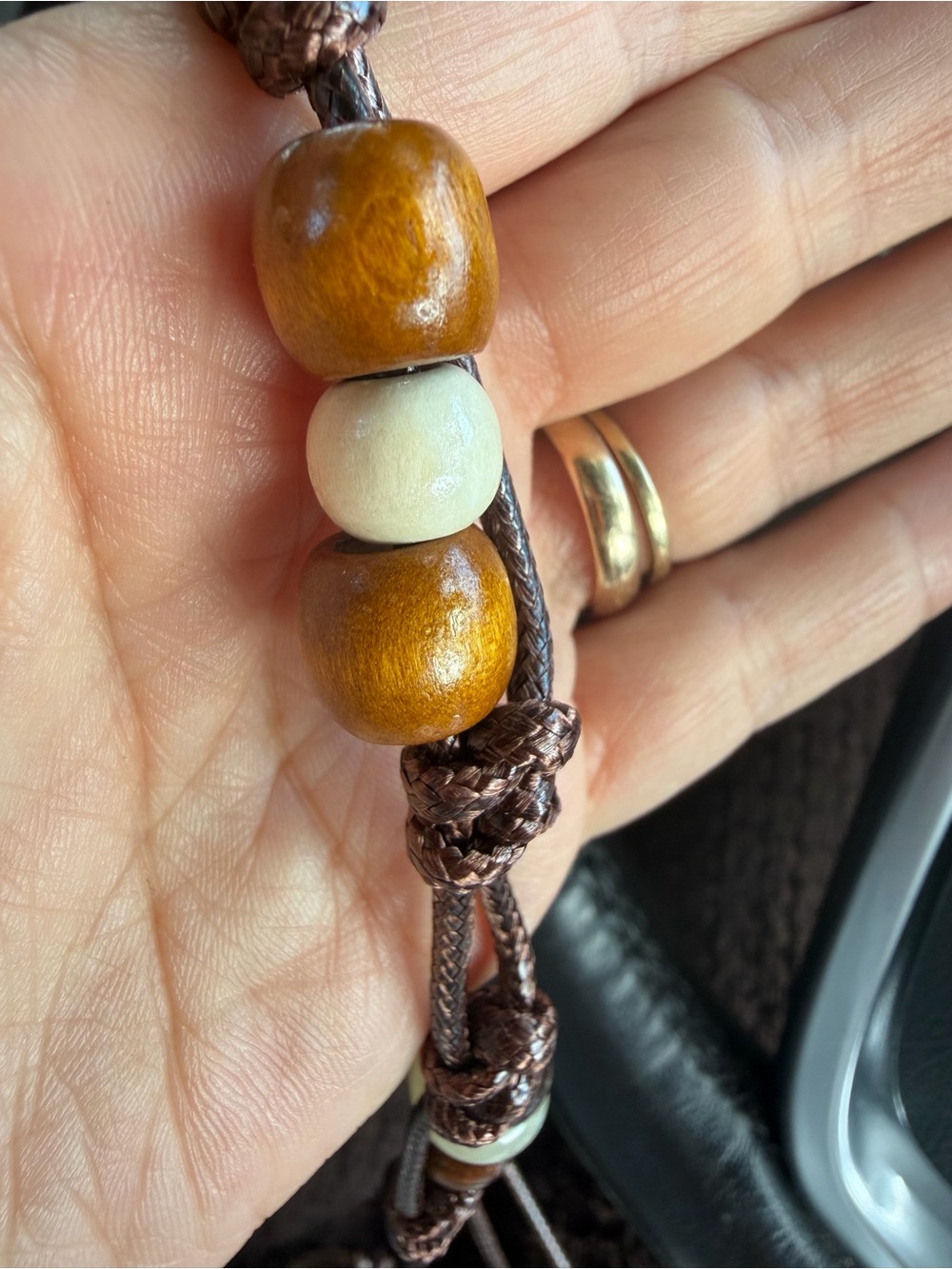 Boho Brown Beaded Leather Waist Belt - Picture 2 of 2